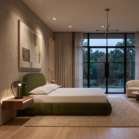 Modern Olive Green Upholstered Platform Bed | OROA - www.oroa.com