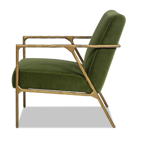 Modern European furniture -Upholstered Brass Framed Armchair - www.oroa.com