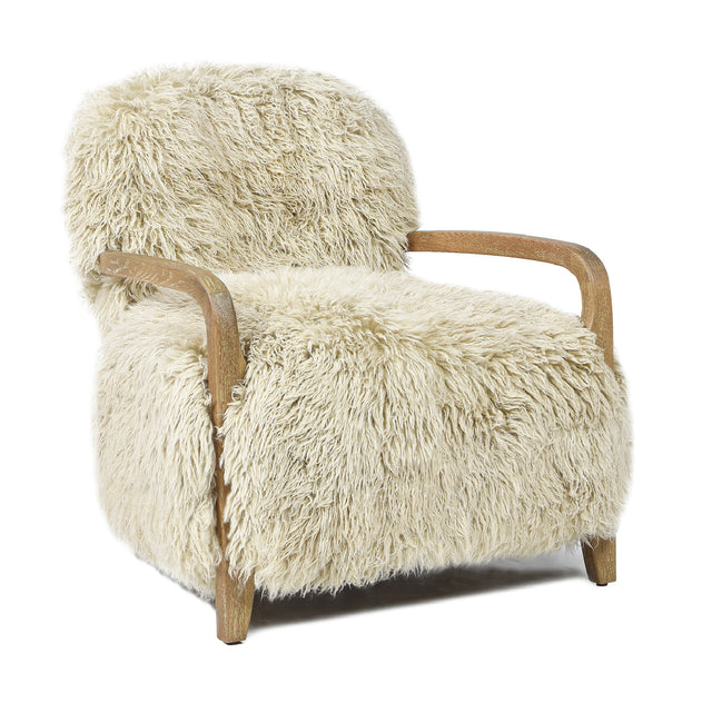Modern European furniture - Upholstered New Zealand Sheepskin Oak Armchair - www.oroa.com