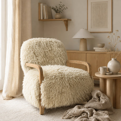 Modern European furniture - Upholstered New Zealand Sheepskin Oak Armchair - www.oroa.com