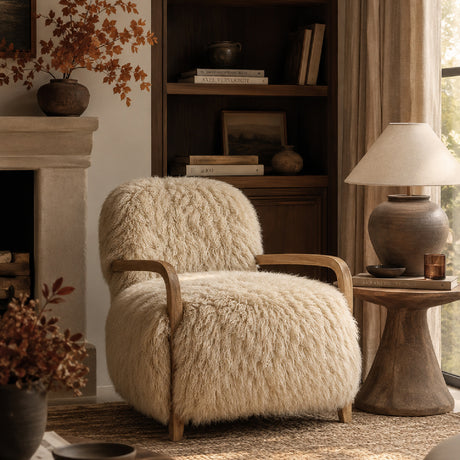 Modern European furniture - Upholstered New Zealand Sheepskin Oak Armchair - www.oroa.com