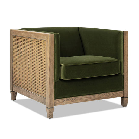 Modern European furniture - Olive Green Rattan Tuxedo Armchair - www.oroa.com