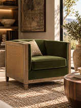 Modern European furniture - Olive Green Rattan Tuxedo Armchair - www.oroa.com