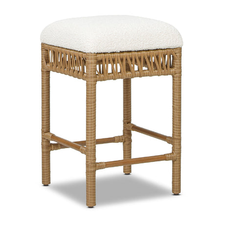 Modern European furniture - Lucia Ivory White Boucle Counter Stool - www.oroa.com