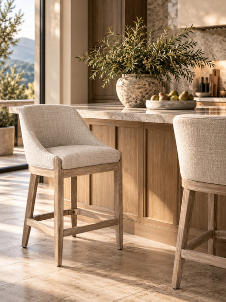 Modern European furniture - Coastal Curved Back Upholstered Counter Stool - www.oroa.com