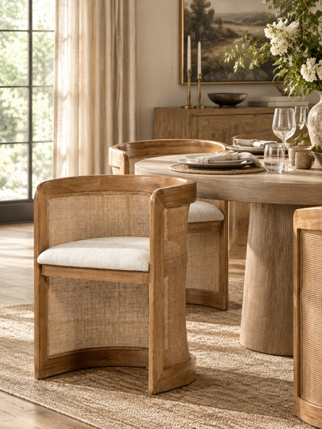 Modern European furniture - Curved Rattan Upholstered Dining Chair  - www.oroa.com