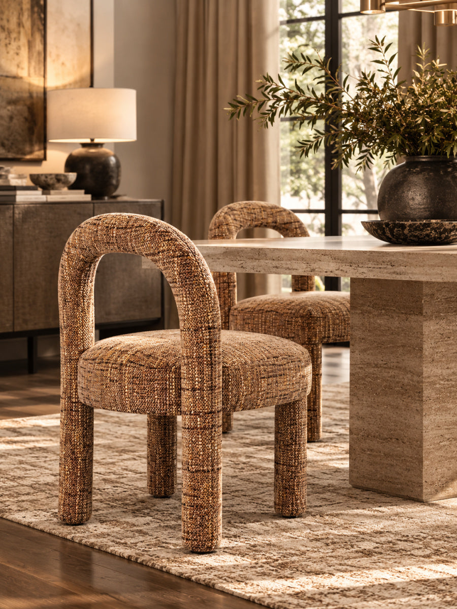 Penny Round Arched Upholstered Dining Chairs (2) | OROA