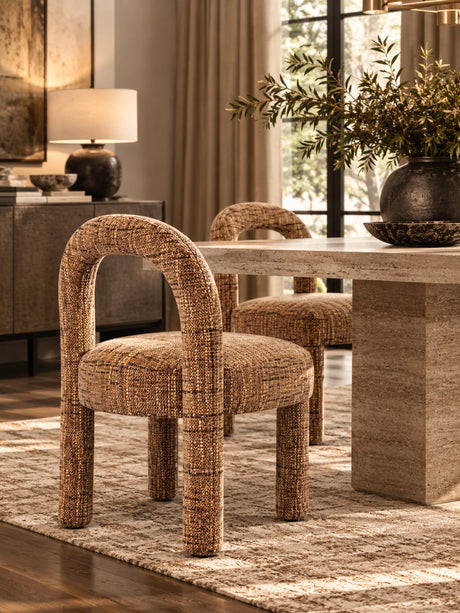 Modern European furniture - Penny Round Arched Upholstered Dining Chairs (2) - www.oroa.com