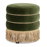 Velvet Round Ottoman with Bullion Fringe | OROA