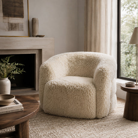 Swivel Upholstered Barrel Accent Chair | OROA