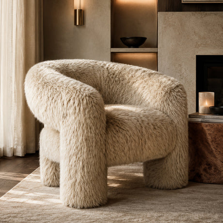 Modern European furniture - New Zealand Sheepskin Barrel Accent Chair - www.oroa.com 