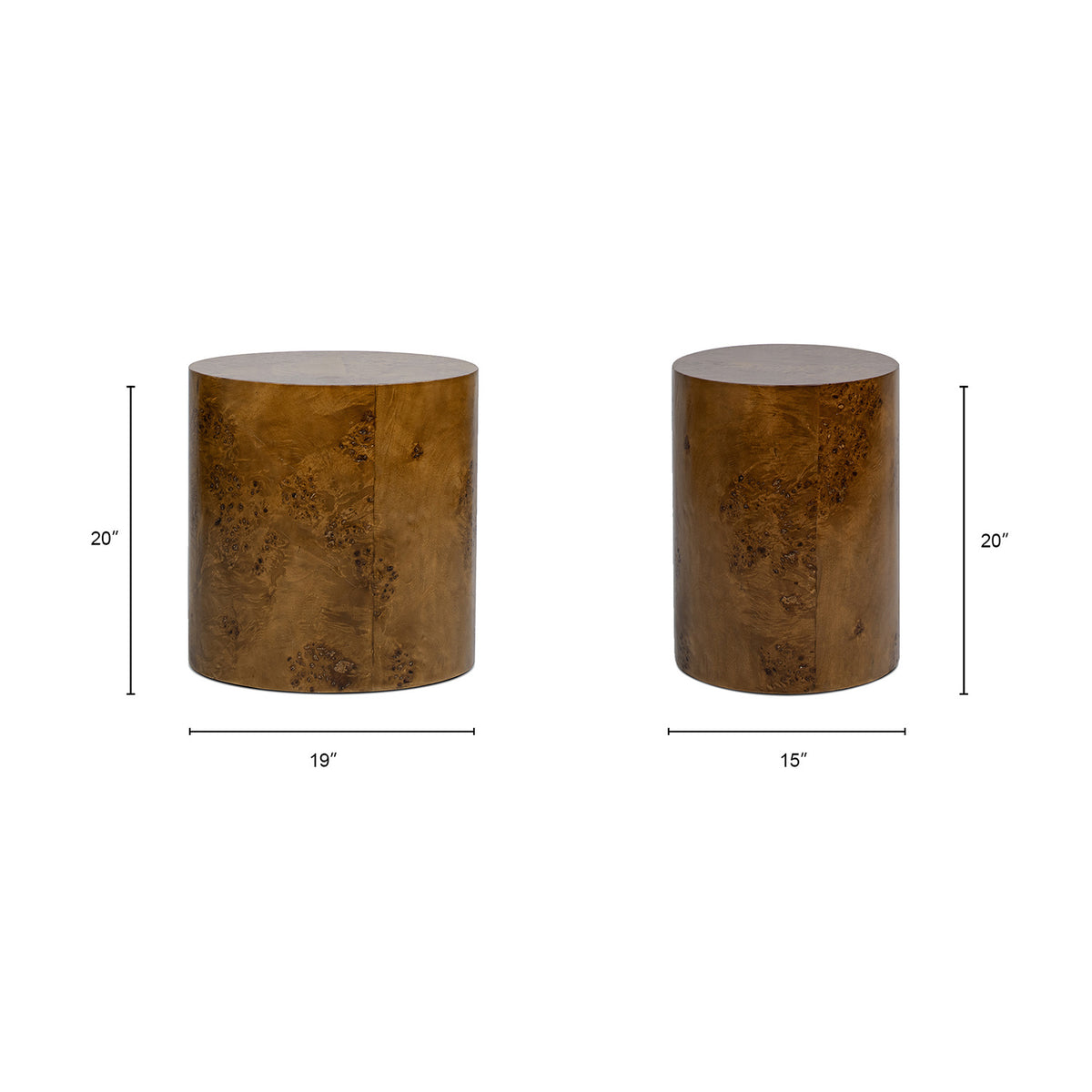 Brown Walnut Oval Pillar Side Table | OROA