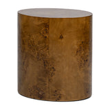 Brown Walnut Oval Pillar Side Table | OROA