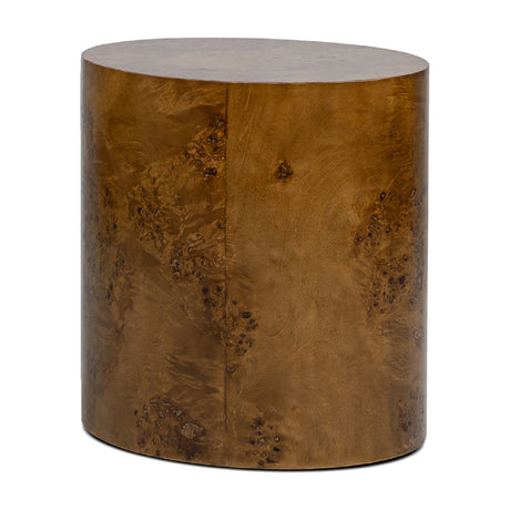 Brown Walnut Oval Pillar Side Table | OROA