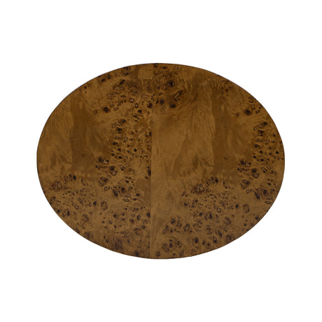 Brown Walnut Oval Pillar Side Table | OROA