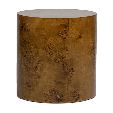Brown Walnut Oval Pillar Side Table | OROA