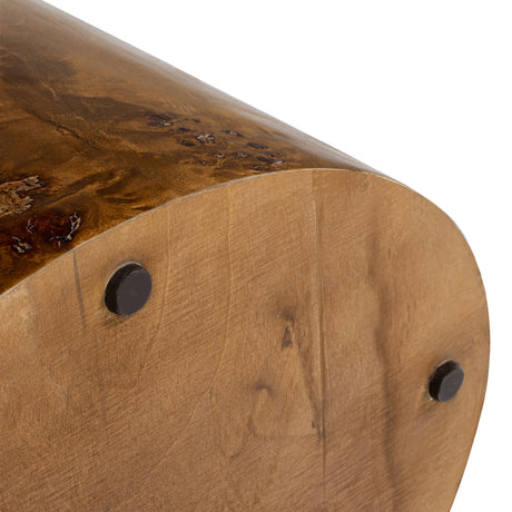 Brown Walnut Oval Pillar Side Table | OROA