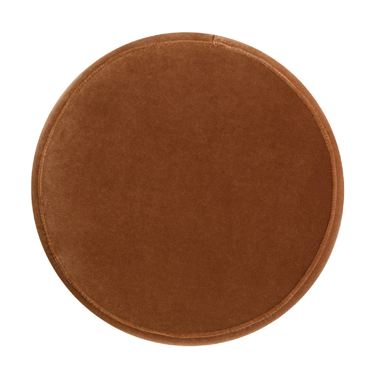 Round Burnt Orange Velvet Upholstered Ottoman | OROA