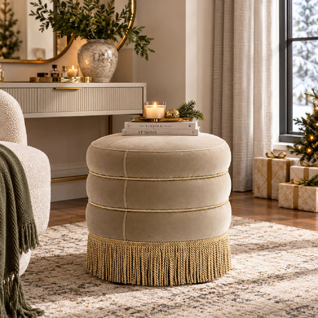 Edward Velvet Upholstered Ottoman | OROA