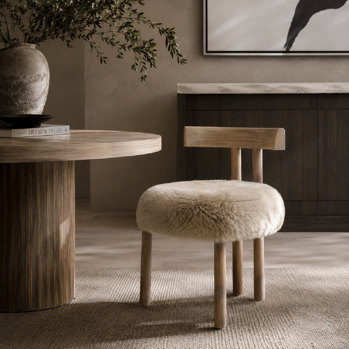 Modern European furniture - Natural Sheepskin Dining Chair - www.oroa.com
