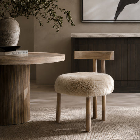 Modern European furniture - Natural Sheepskin Dining Chair - www.oroa.com