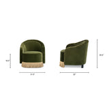 Olive Green Ruched Barrel Back Accent Armchair | OROA