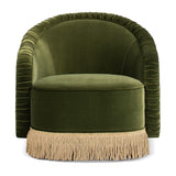 Olive Green Ruched Barrel Back Accent Armchair | OROA