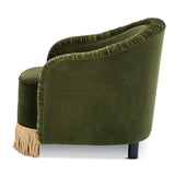 Olive Green Ruched Barrel Back Accent Armchair | OROA