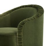 Olive Green Ruched Barrel Back Accent Armchair | OROA