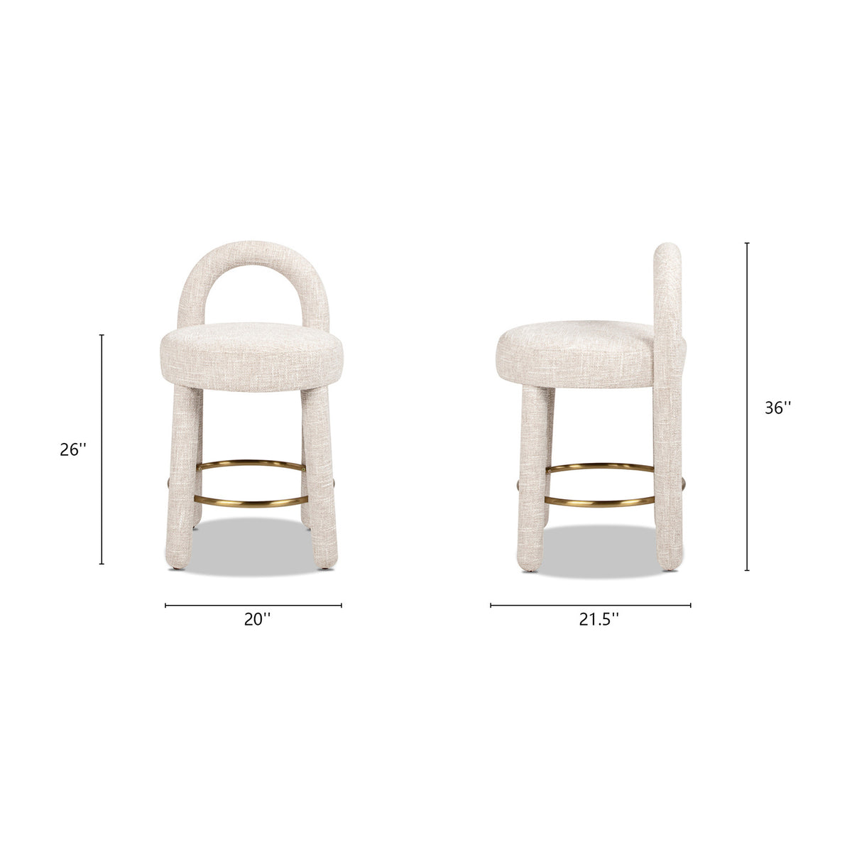 Round Arched Upholstered Counter Stools (2) | OROA