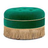 Emerald Green Round Upholstered Accent Ottoman | OROA
