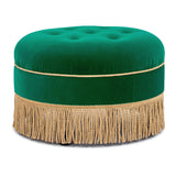 Emerald Green Round Upholstered Accent Ottoman | OROA