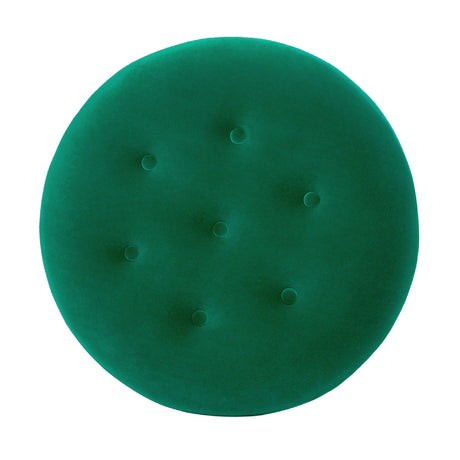 Emerald Green Round Upholstered Accent Ottoman | OROA