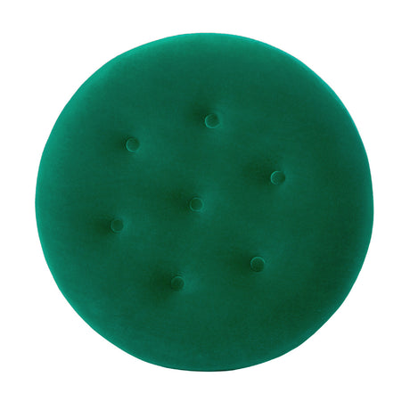 Emerald Green Round Upholstered Accent Ottoman | OROA
