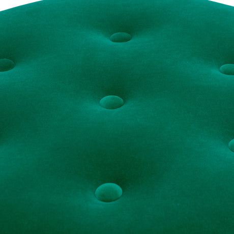 Emerald Green Round Upholstered Accent Ottoman | OROA