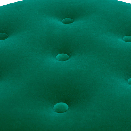 Emerald Green Round Upholstered Accent Ottoman | OROA