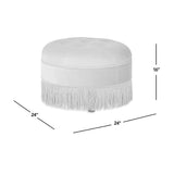 Emerald Green Round Upholstered Accent Ottoman | OROA