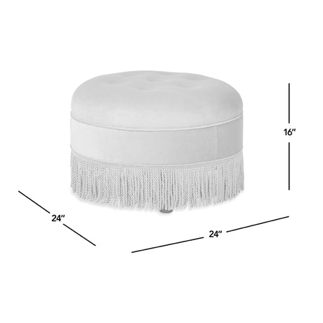 Emerald Green Round Upholstered Accent Ottoman | OROA