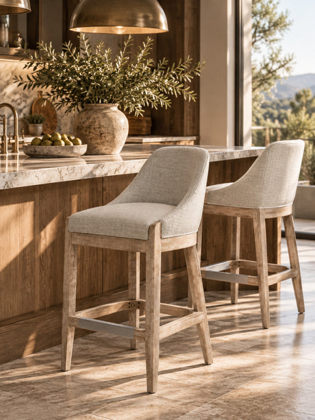 Modern European furniture - Coastal Curved Back Upholstered Barstool - www.oroa.com