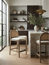 Modern European furniture - Curved Back Cane Rattan Counter Stools (2) - www.oroa.com