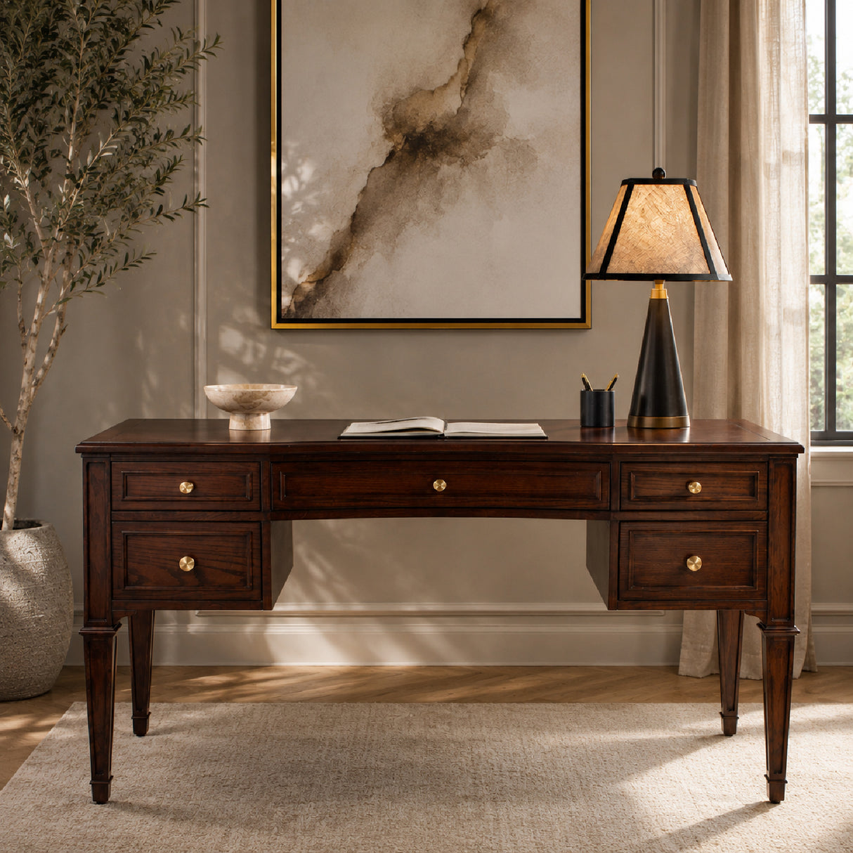 Modern European furniture - Dauphin Dark Walnut Writing Desk - www.oroa.com