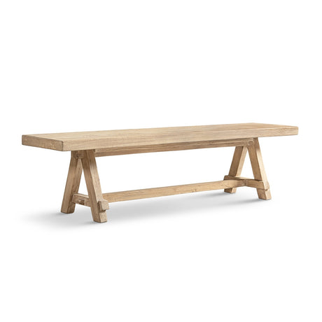 Natural Brown Reclaimed Elm Trestle Dining Bench | OROA - www.oroa.com