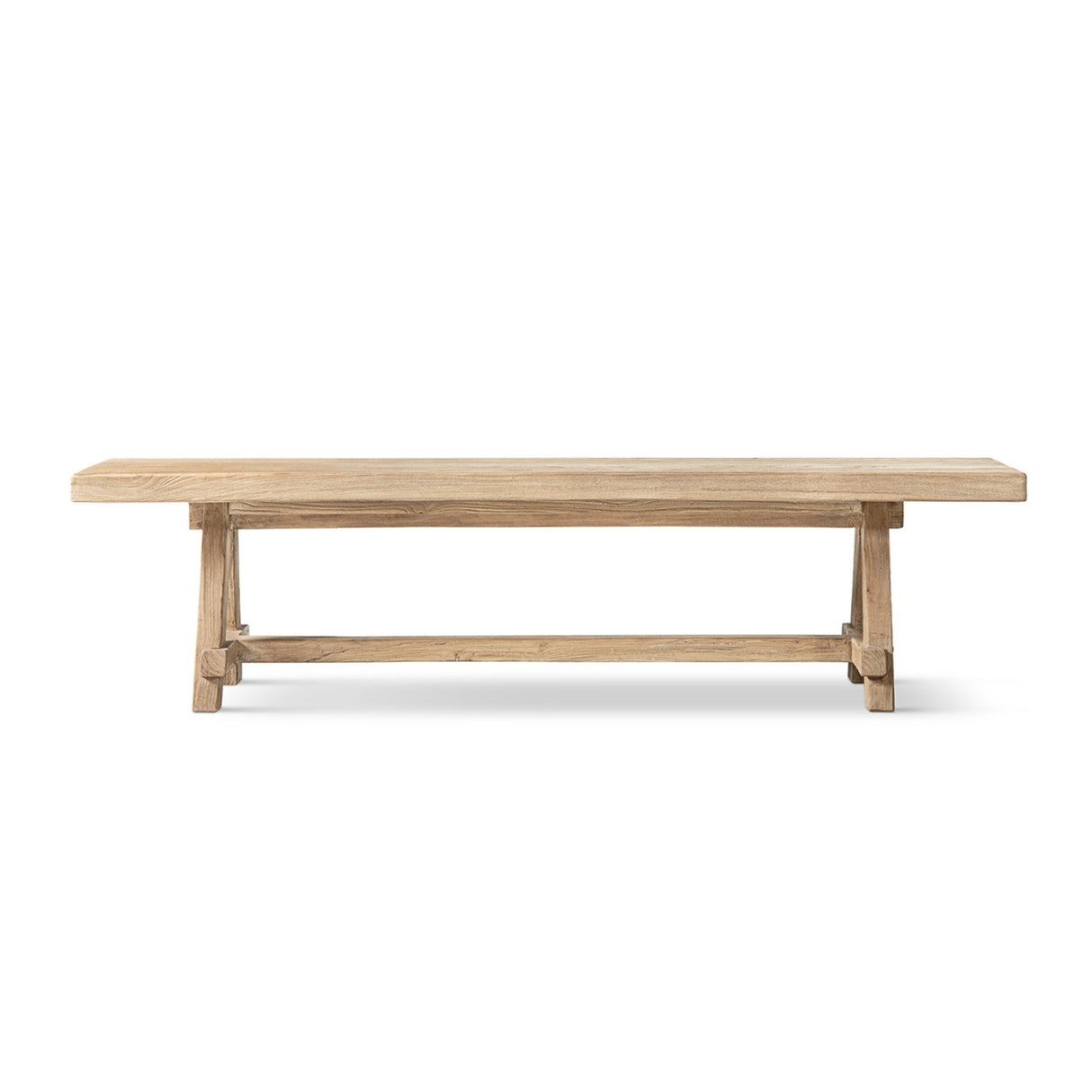 Natural Brown Reclaimed Elm Trestle Dining Bench | OROA - www.oroa.com