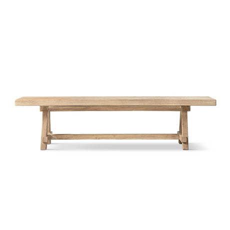 Natural Brown Reclaimed Elm Trestle Dining Bench | OROA - www.oroa.com