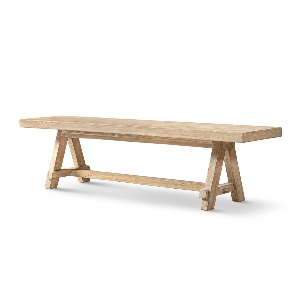 Natural Brown Reclaimed Elm Trestle Dining Bench | OROA - www.oroa.com
