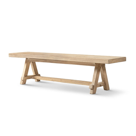 Natural Brown Reclaimed Elm Trestle Dining Bench | OROA - www.oroa.com