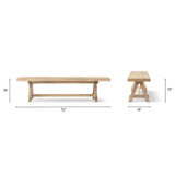 Natural Brown Reclaimed Elm Trestle Dining Bench | OROA - www.oroa.com