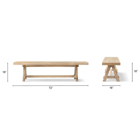 Natural Brown Reclaimed Elm Trestle Dining Bench | OROA - www.oroa.com