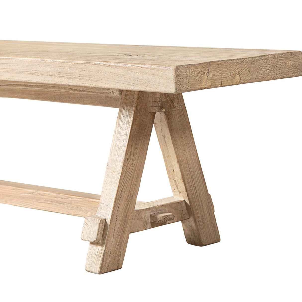 Natural Brown Reclaimed Elm Trestle Dining Bench | OROA - www.oroa.com