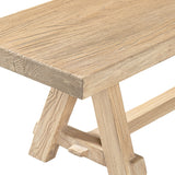 Natural Brown Reclaimed Elm Trestle Dining Bench | OROA - www.oroa.com